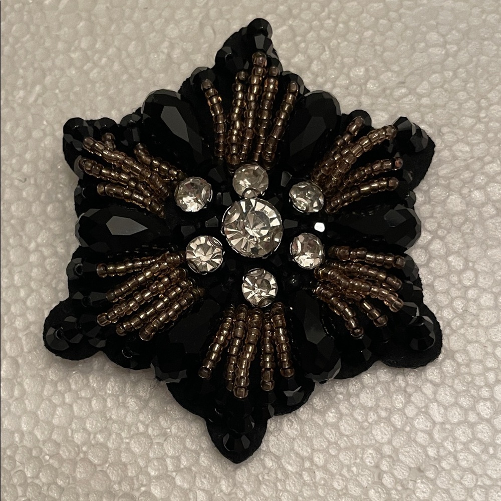 Black and Brown Beaded Brooch